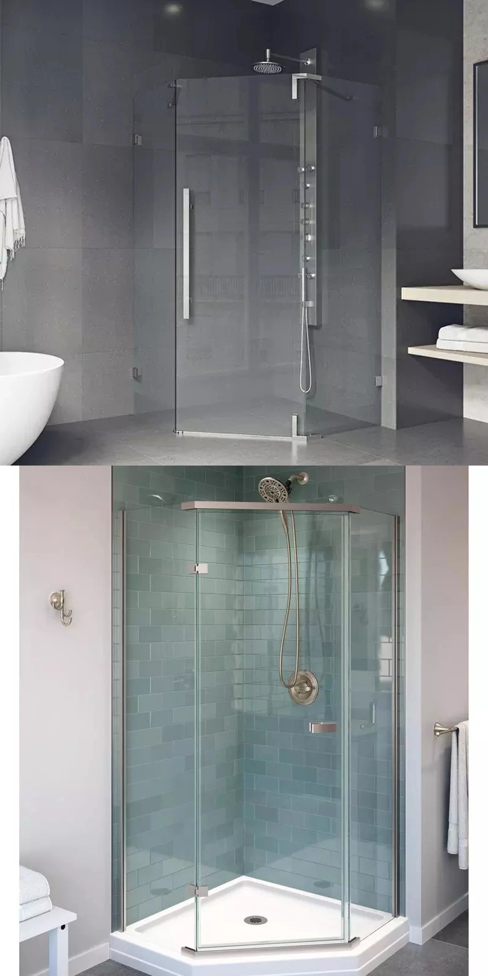 Ortonbath Arch Quadrant Corner Aluminum Frame Square Corner Two Side One Swing Pivot Door Bathroom Tempered Shower Glass Cubicle Bathroom Set Enclosure